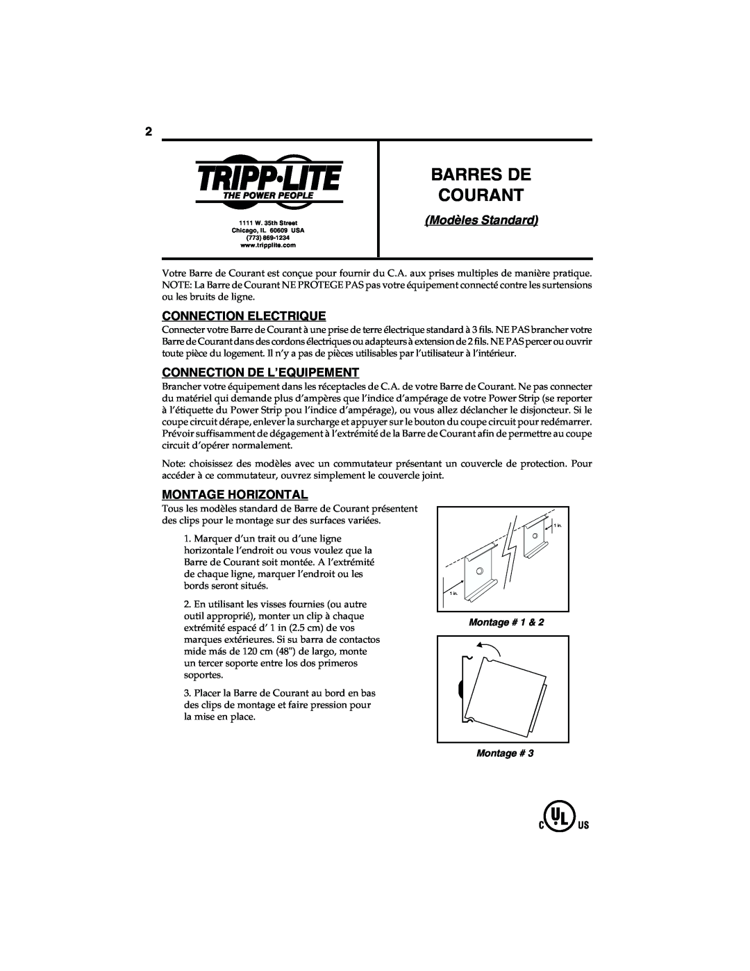 Tripp Lite 93-1990 (200108029) Barres De Courant, Modèles Standard, Connection Electrique, Connection De L’Equipement 