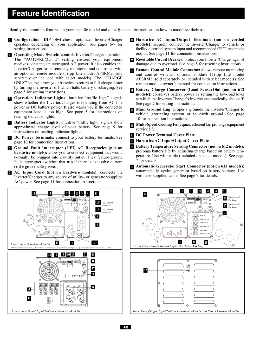 Tripp Lite 93-2144, 200510095 owner manual Feature Identification, 16 † 