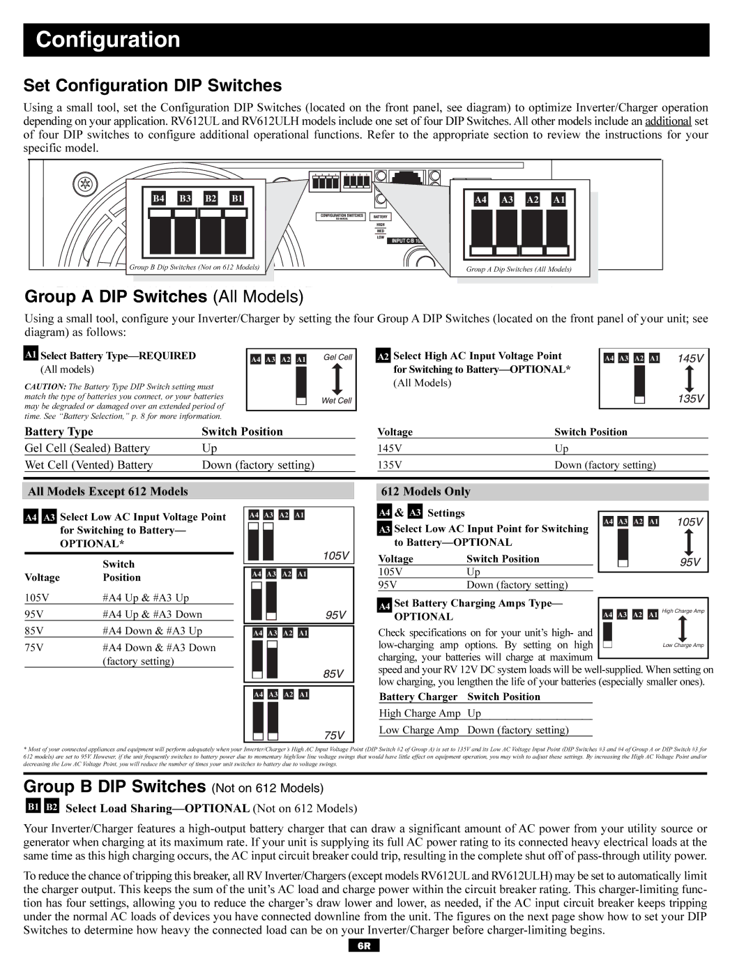 Tripp Lite 93-2144, 200510095 owner manual Set Configuration DIP Switches, Group a DIP Switches All Models 