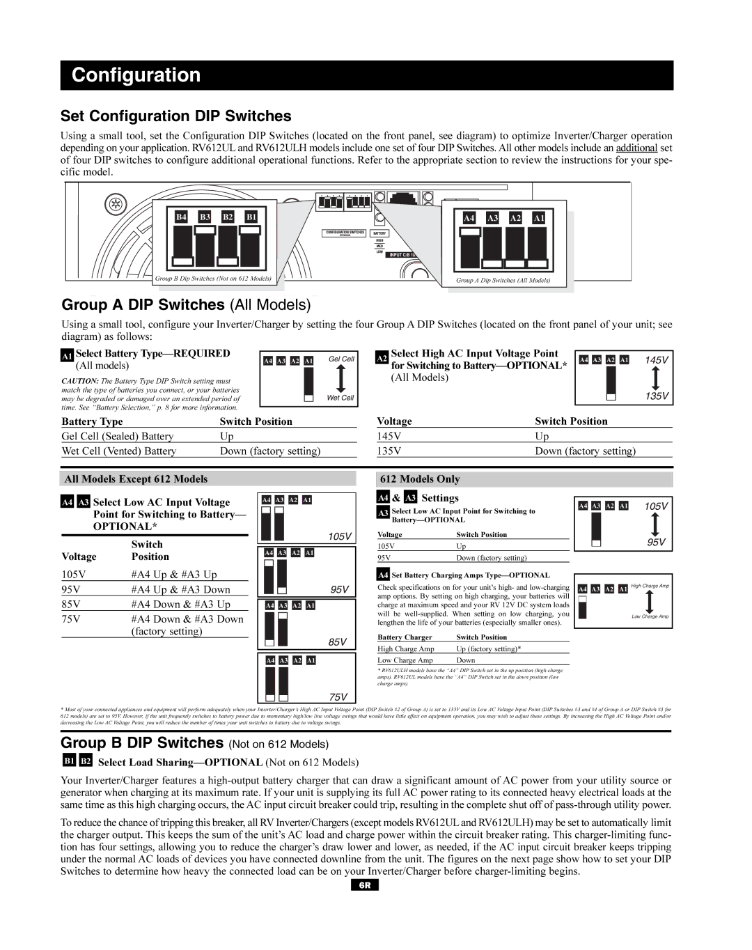 Tripp Lite 93-2182, 200310080 owner manual Set Configuration DIP Switches, Group a DIP Switches All Models 