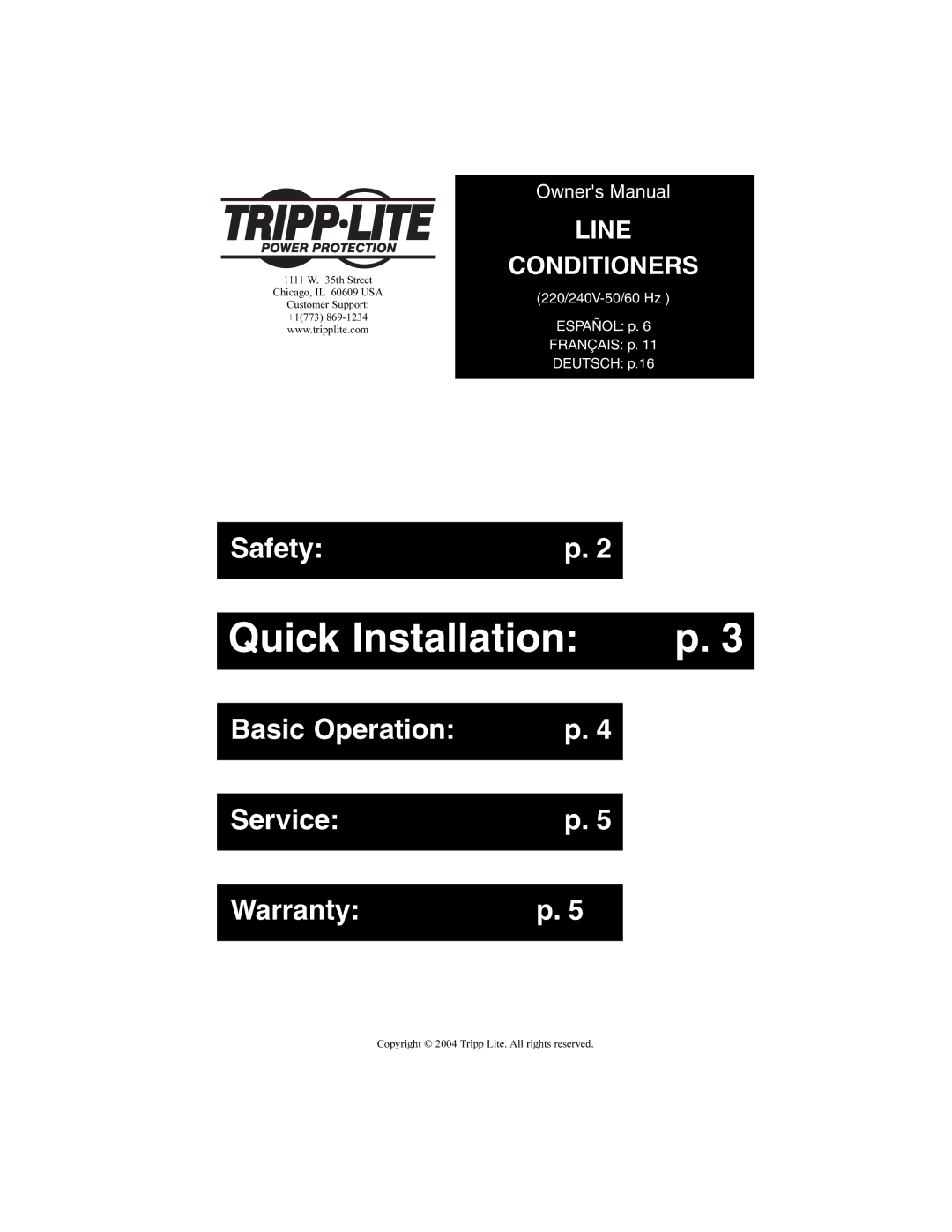 Tripp Lite 93-2268_EN owner manual Quick Installation 