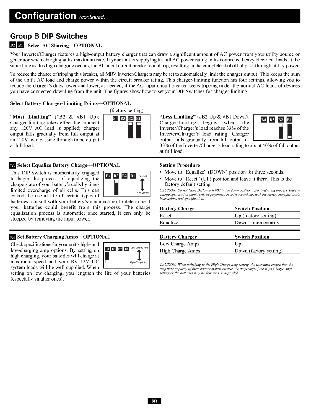 Tripp Lite 93-2642 owner manual Group B DIP Switches, B2 B1 Select AC Sharing-OPTIONAL 