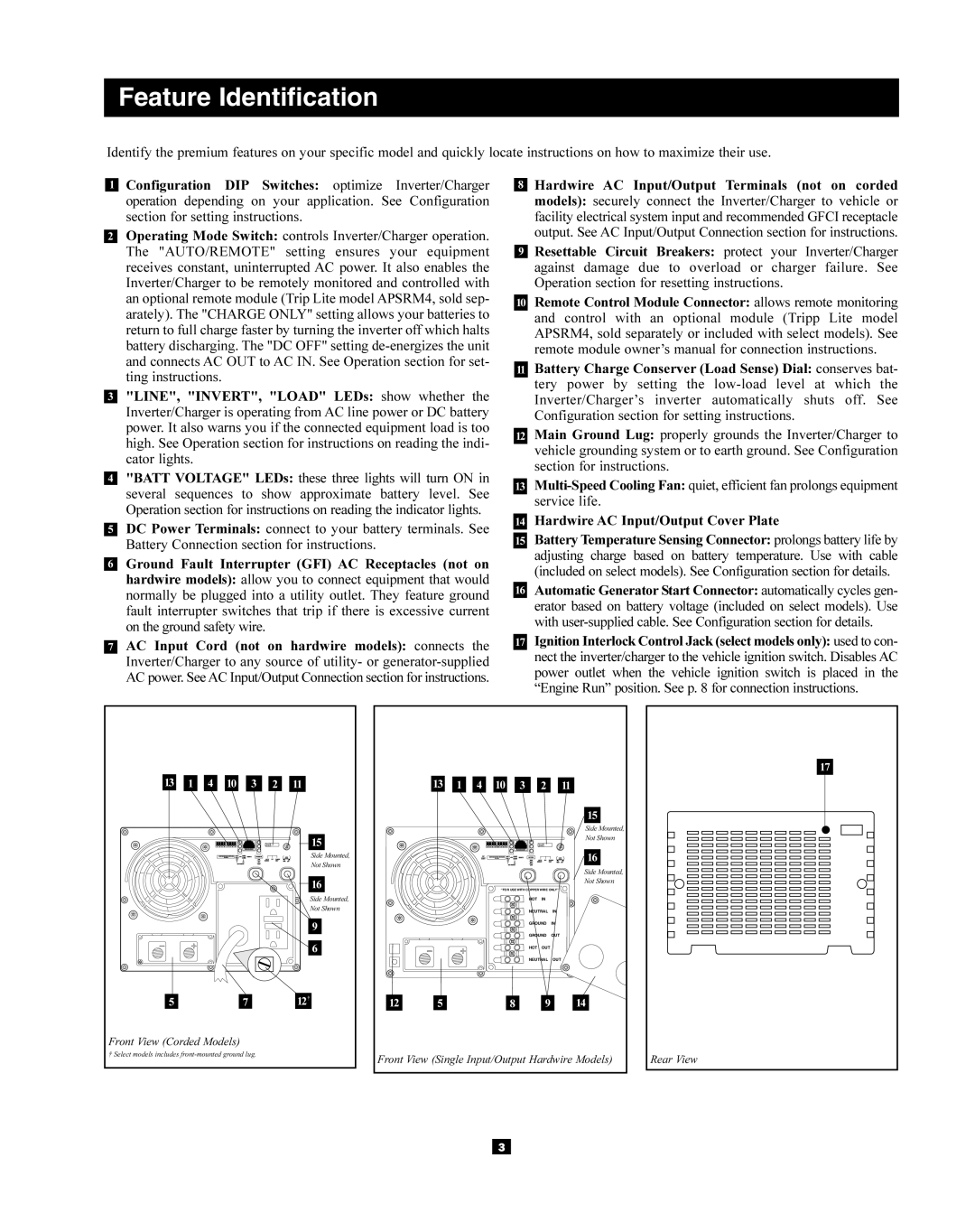 Tripp Lite 200712159, 93-2768 owner manual Feature Identification, 12 † 