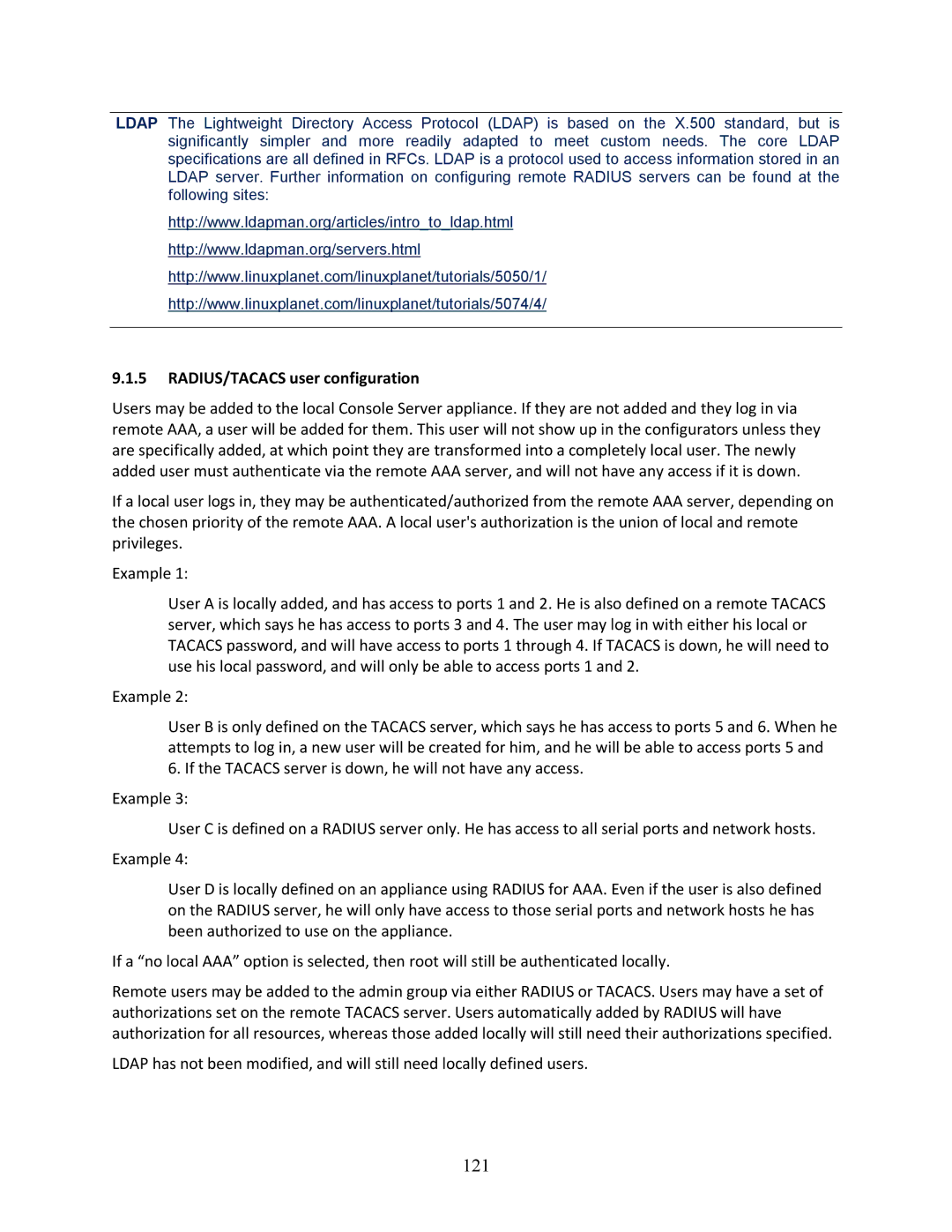 Tripp Lite B096-048, 93-2879, B096-016 owner manual 121, RADIUS/TACACS user configuration 