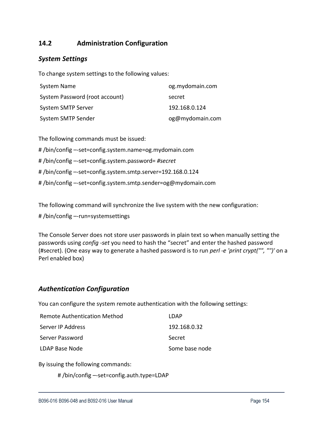 Tripp Lite B096-048, 93-2879, B096-016 Administration Configuration, System Settings, Authentication Configuration 