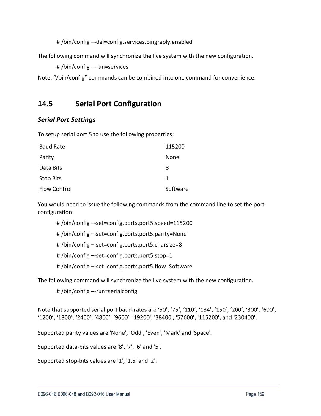 Tripp Lite 93-2879, B096-048, B096-016 owner manual Serial Port Configuration, Serial Port Settings 