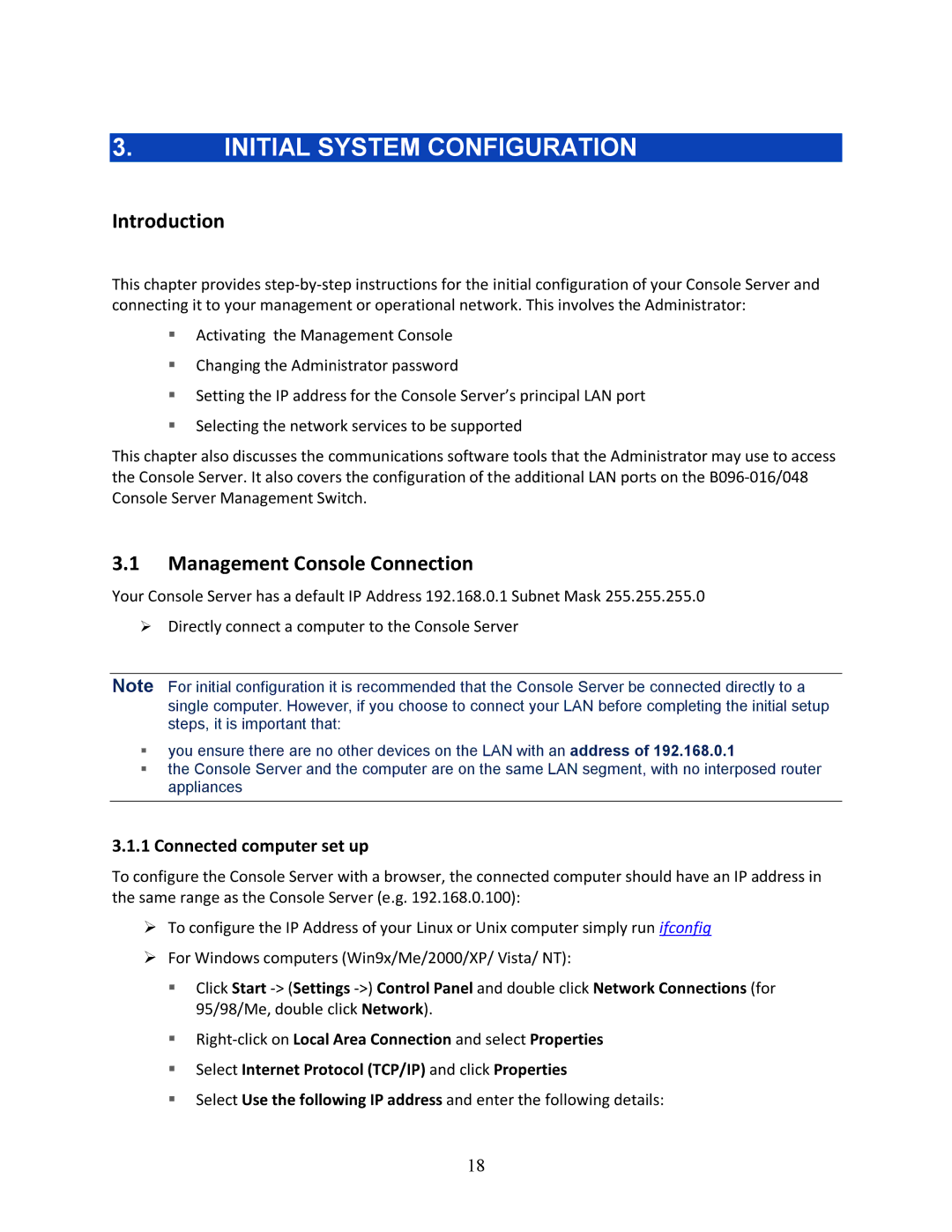 Tripp Lite 93-2879, B096-048, B096-016 owner manual Initial System Configuration, Management Console Connection 