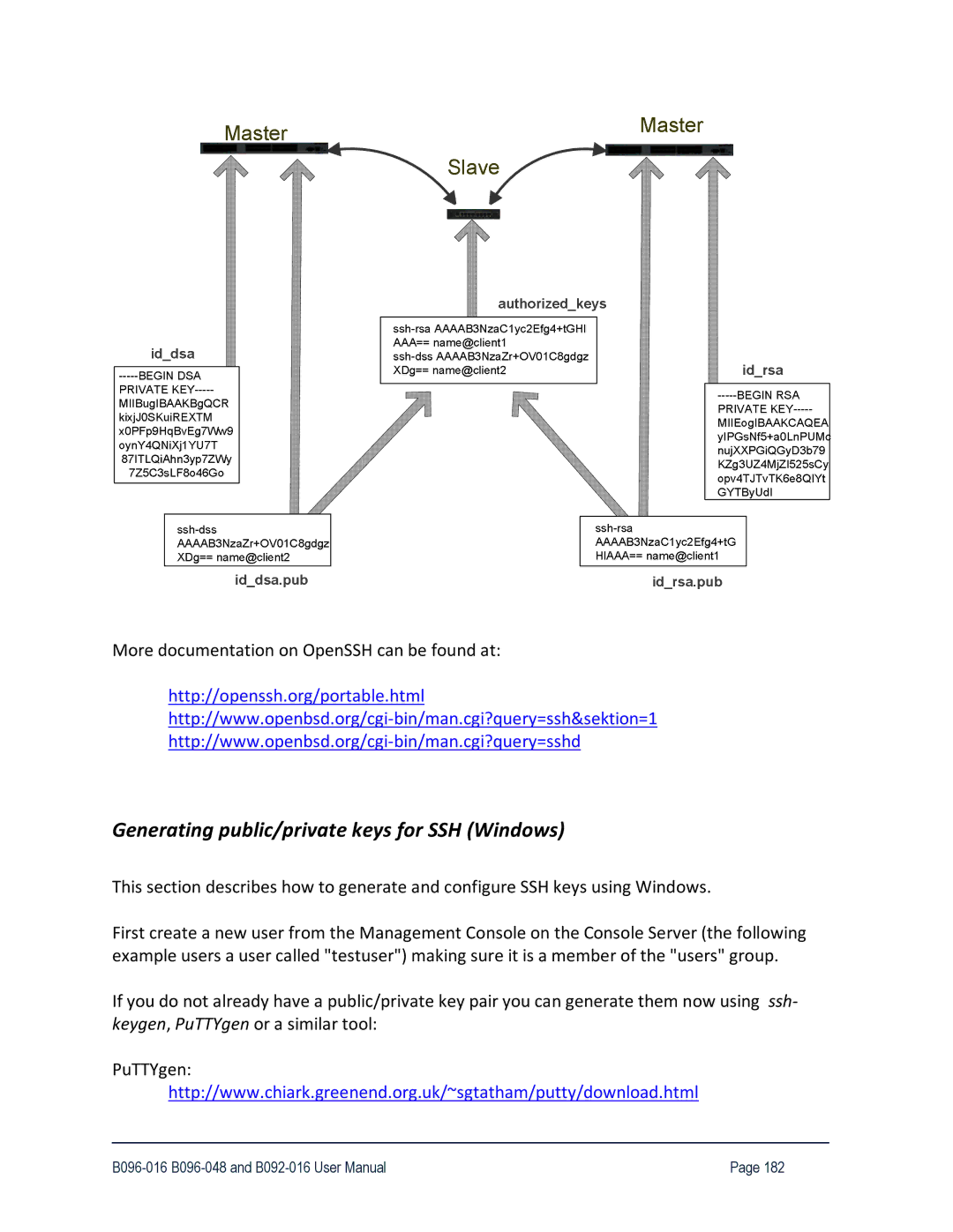 Tripp Lite B096-016, 93-2879, B096-048 owner manual Generating public/private keys for SSH Windows 