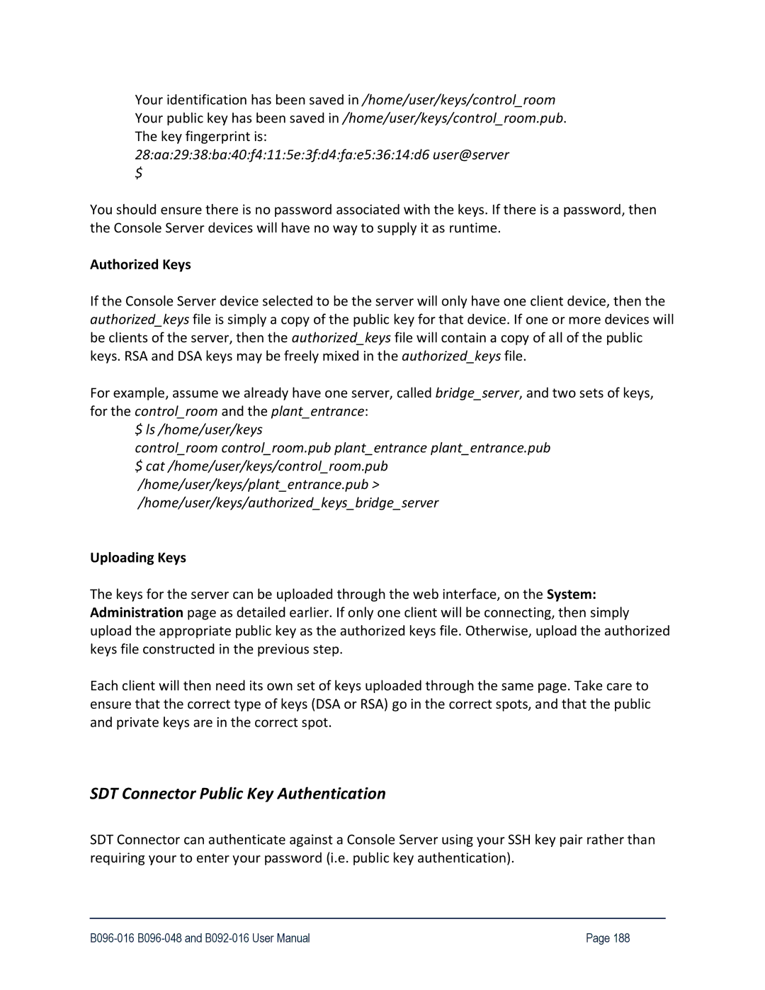 Tripp Lite B096-016, 93-2879, B096-048 owner manual SDT Connector Public Key Authentication, Authorized Keys 