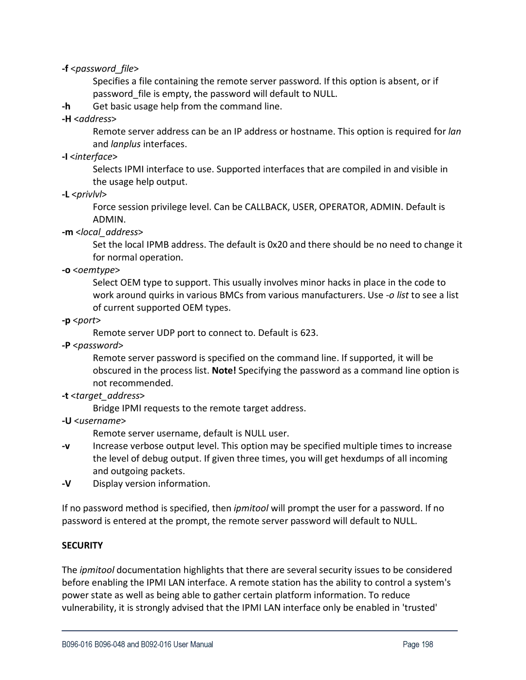 Tripp Lite 93-2879, B096-048, B096-016 owner manual Security 