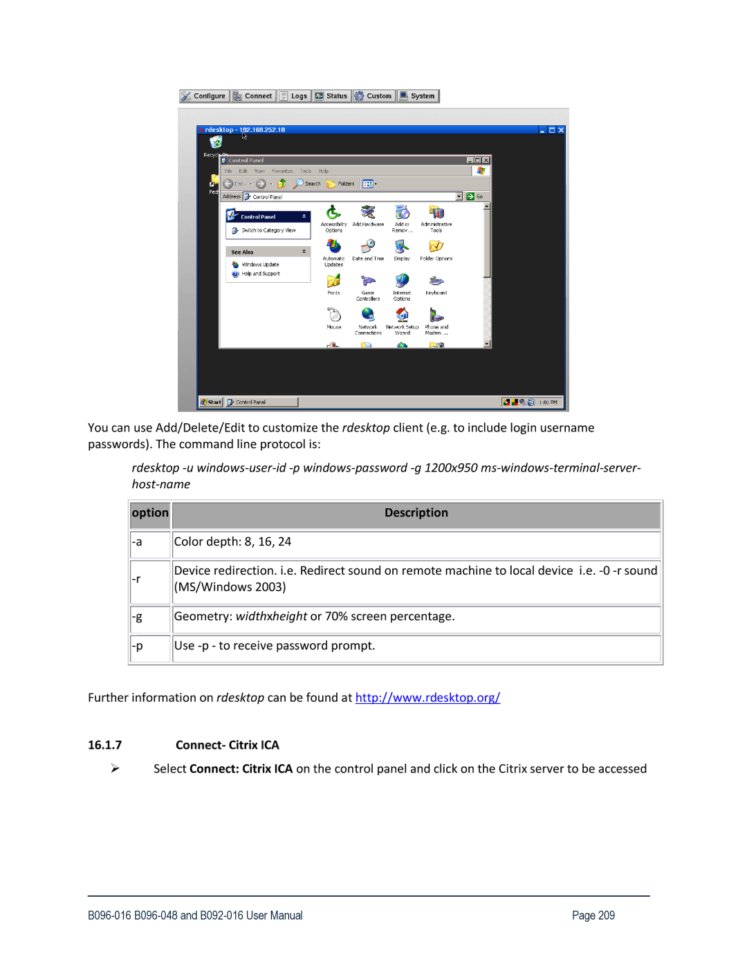 Tripp Lite B096-016, 93-2879, B096-048 owner manual Option, Connect- Citrix ICA 