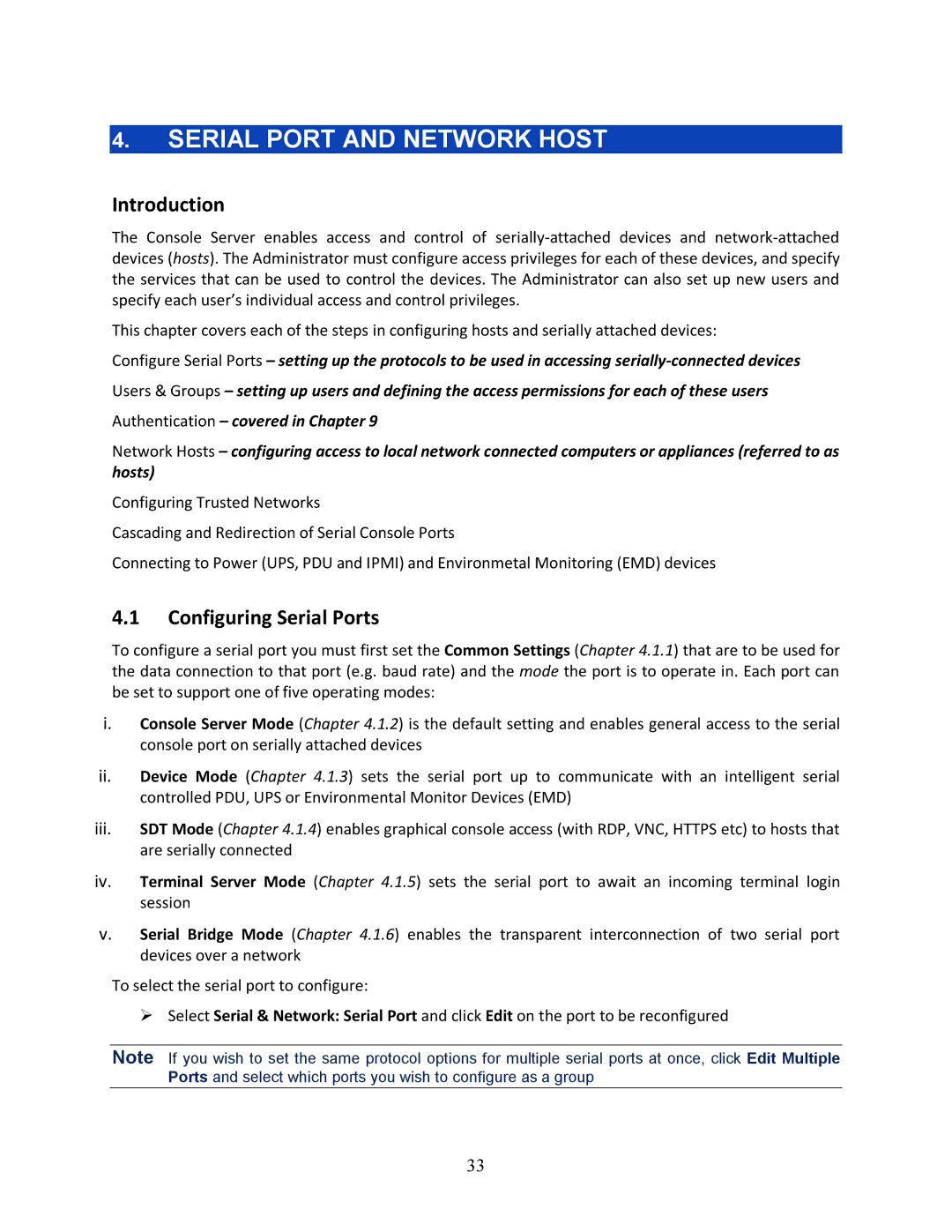 Tripp Lite 93-2879, B096-048, B096-016 owner manual Serial Port and Network Host, Configuring Serial Ports 