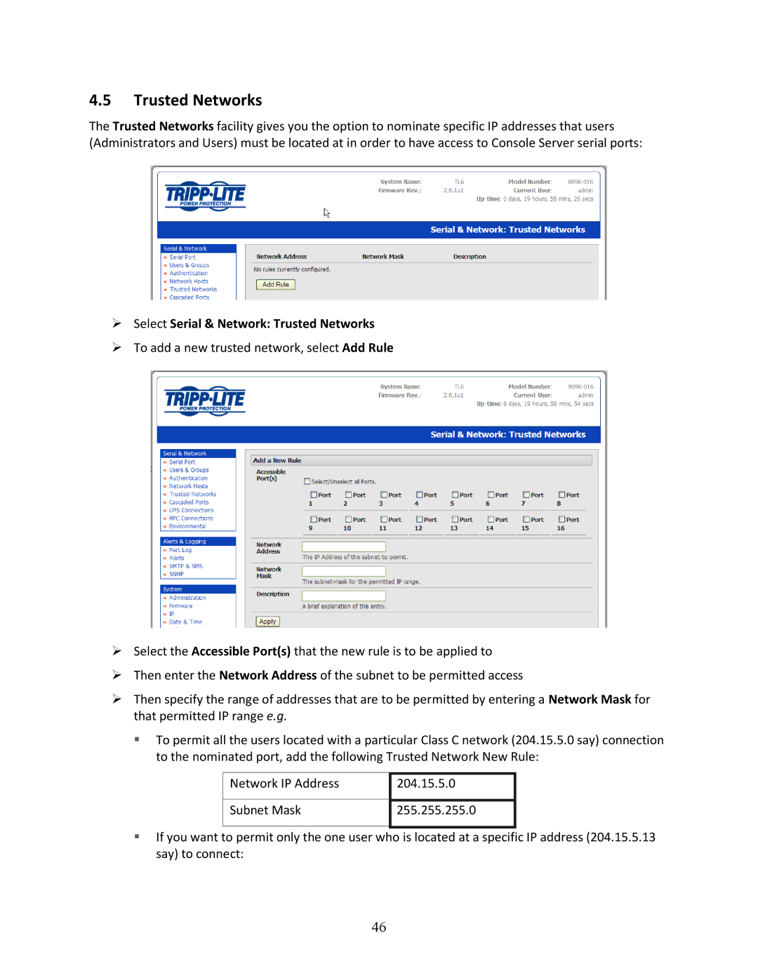 Tripp Lite B096-048, 93-2879, B096-016 owner manual Select Serial & Network Trusted Networks 