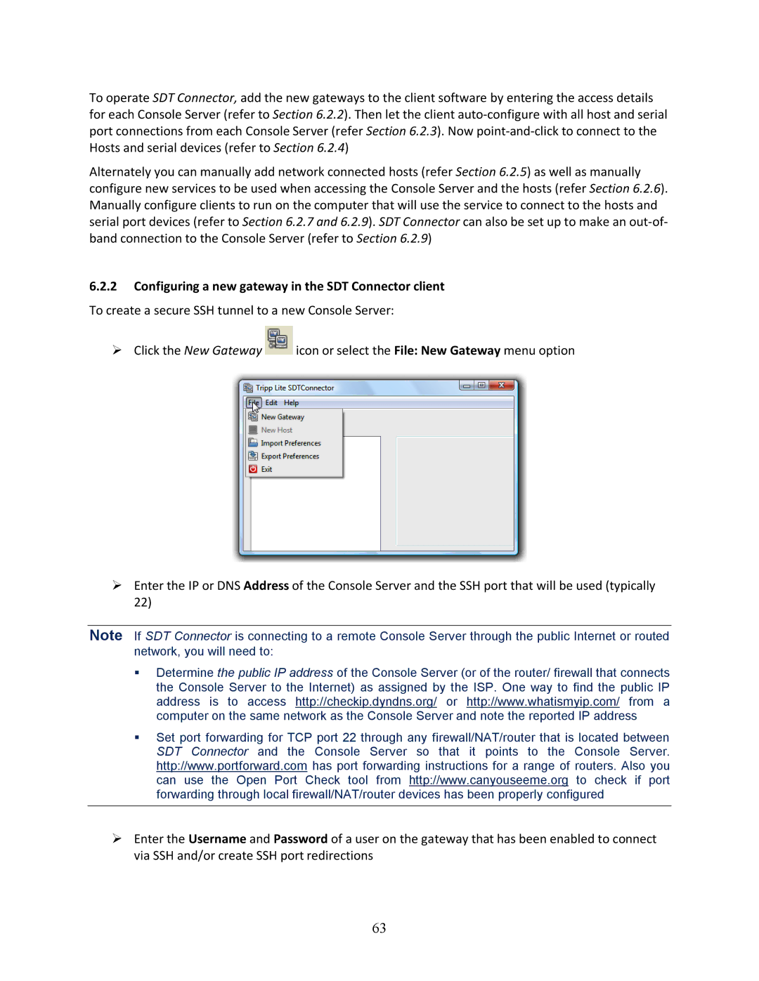 Tripp Lite 93-2879, B096-048, B096-016 owner manual Configuring a new gateway in the SDT Connector client 