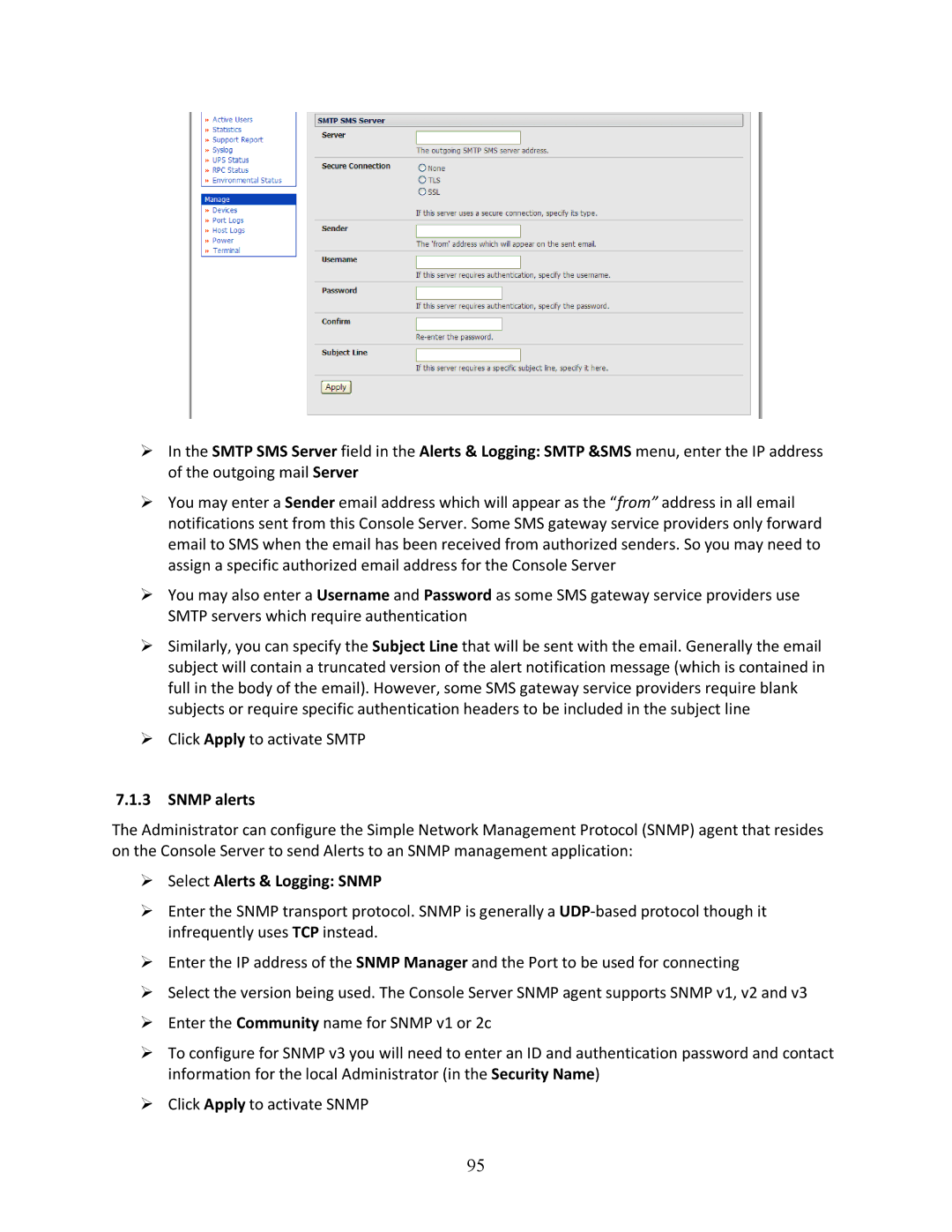 Tripp Lite B096-016, 93-2879, B096-048 owner manual Snmp alerts, Select Alerts & Logging Snmp 