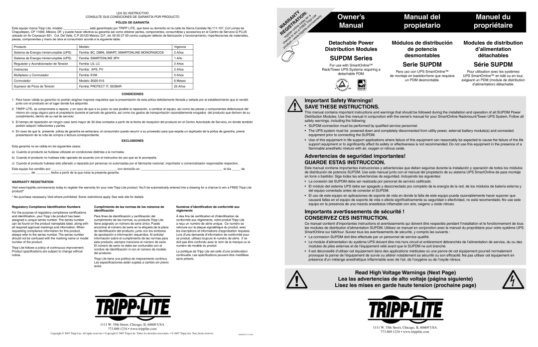 Tripp Lite 932645 owner manual Detachable Power Distribution Modules, Important Safety Warnings 