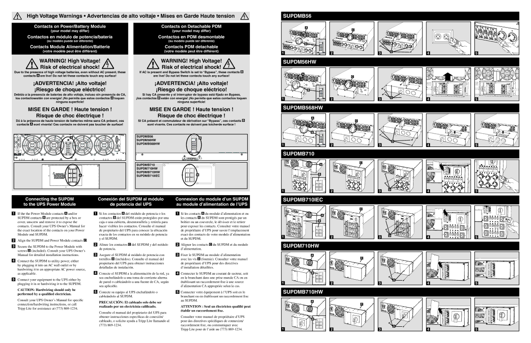 Tripp Lite 932645 owner manual SUPDM56HW, SUPDMB568HW SUPDMB710, SUPDMB710IEC, SUPDM710HW SUPDMB710HW 