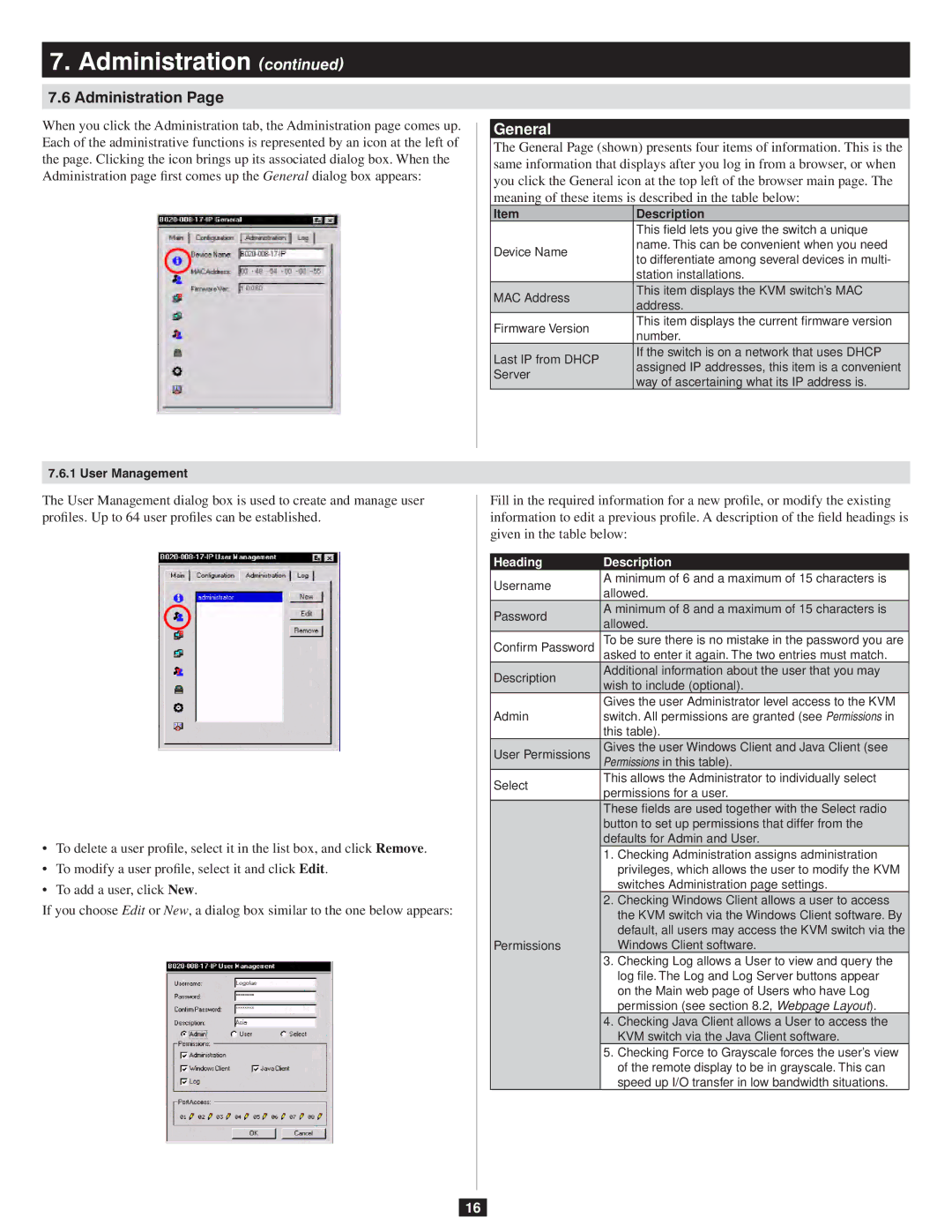 Tripp Lite 932845 owner manual Administration, General, Heading Description 