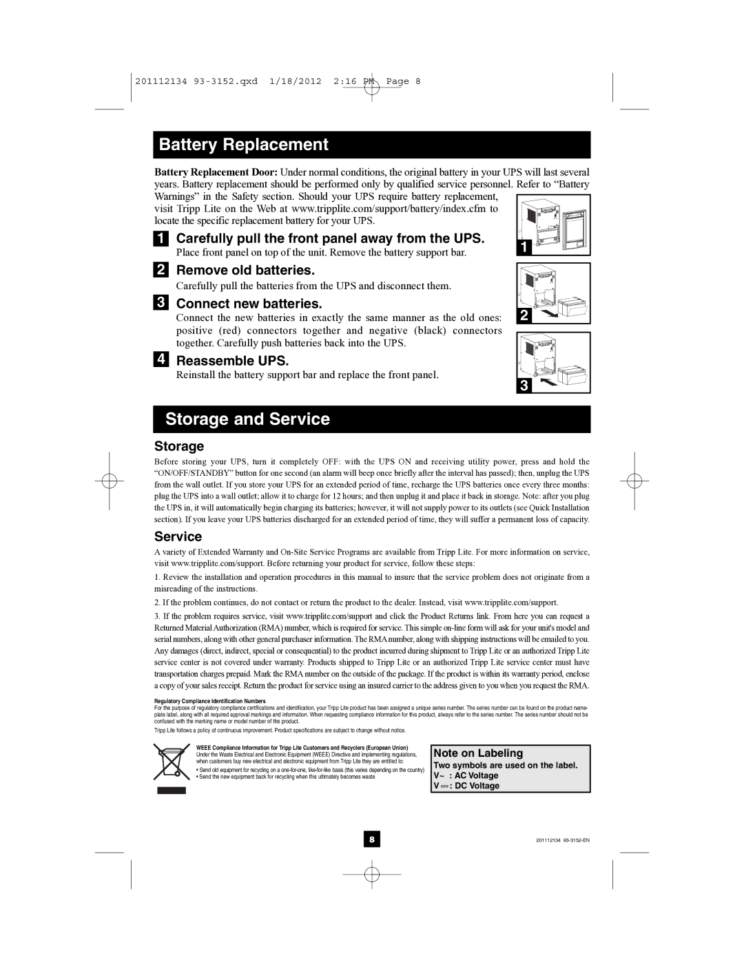 Tripp Lite AG-0020, AG-0022, AG-0021 owner manual Carefully pull the front panel away from the UPS 