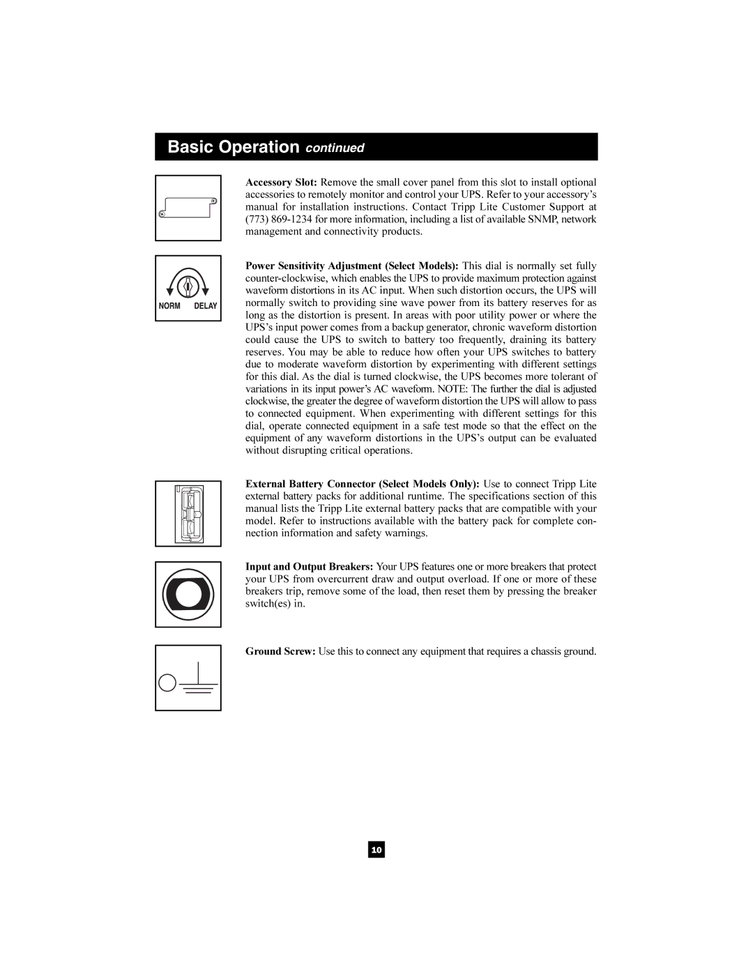 Tripp Lite AGSM751SRM1U, AGSMX500RT1U, AGSM152DRTi2U, AGSM4878 owner manual Basic Operation 