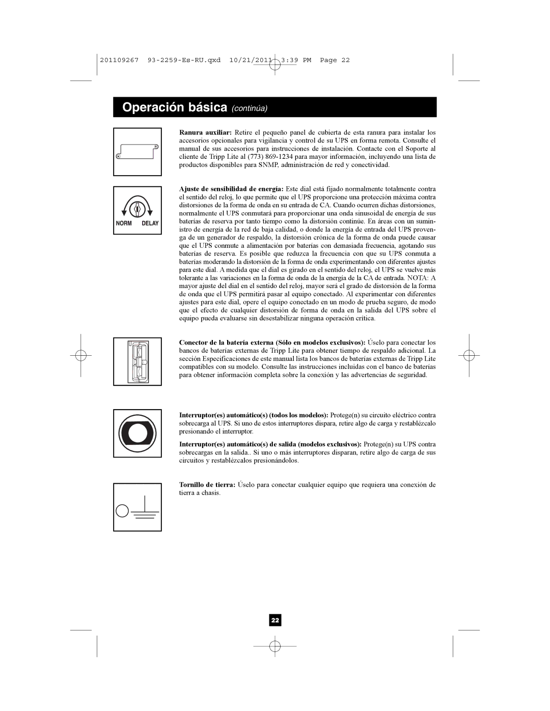 Tripp Lite AGSM4878, AGSMX500RT1U, AGSM7515RM1U, AG-0019, AG-0018 owner manual Operación básica continúa 