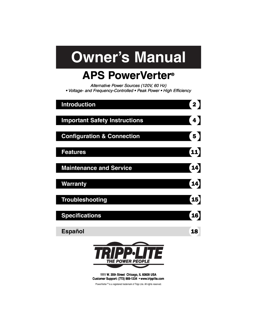 Tripp Lite Alternative Power Source owner manual APS PowerVerter, Introduction, Important Safety Instructions, Features 