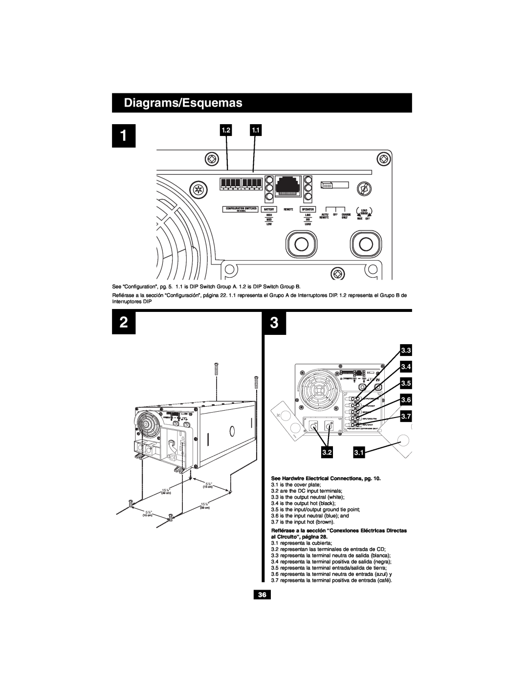 Tripp Lite Alternative Power Source owner manual Diagrams/Esquemas, See Hardwire Electrical Connections, pg 