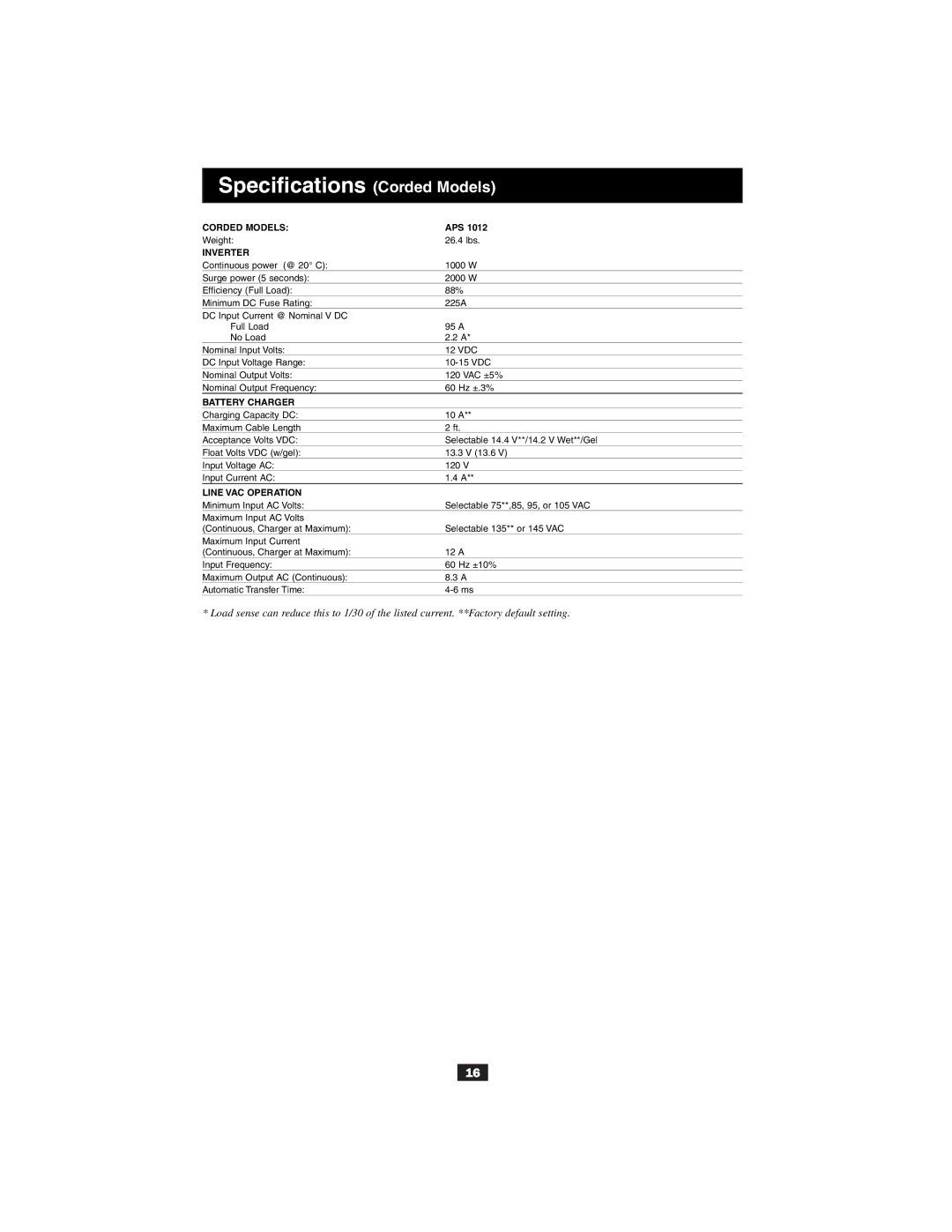 Tripp Lite Alternative Power Source owner manual Specifications Corded Models, Inverter 