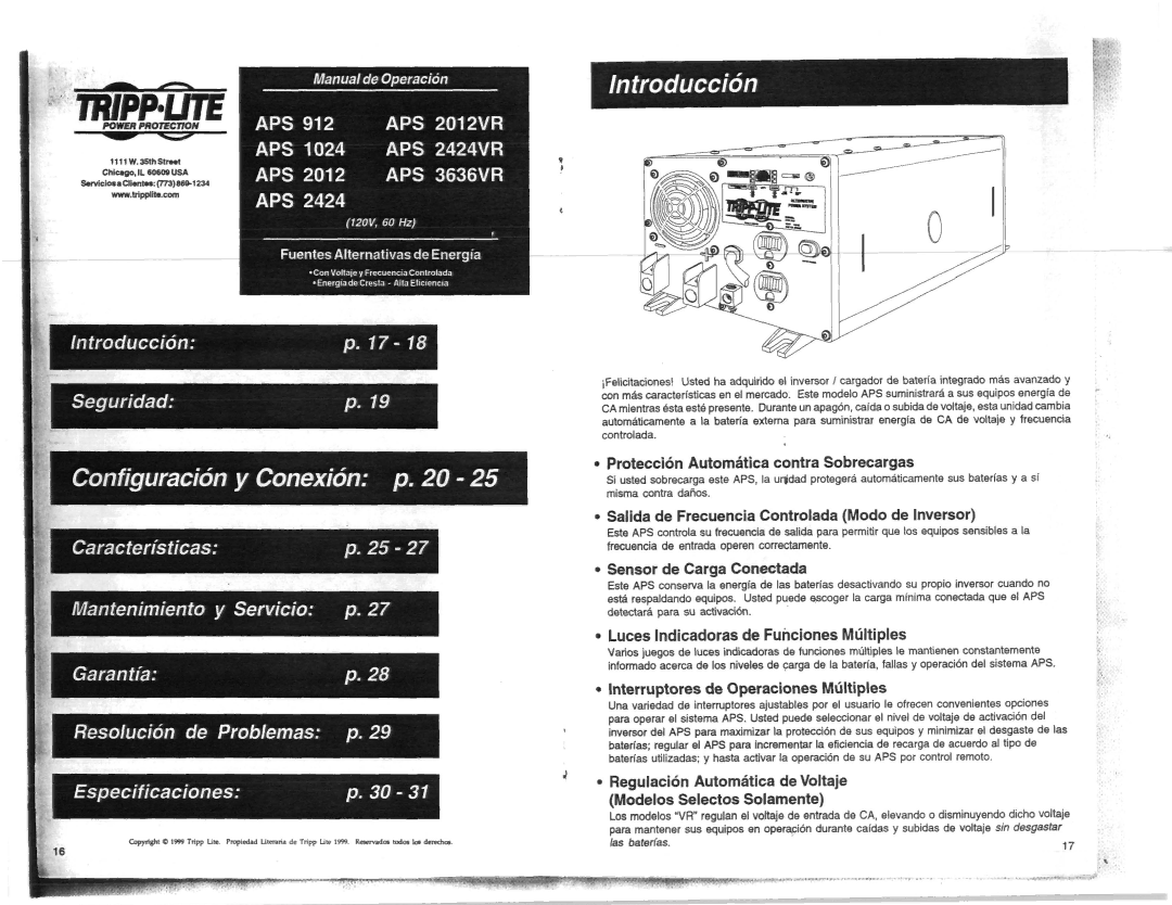 Tripp Lite APS 2012VR, APS 2424VR, APS 1024 manual 