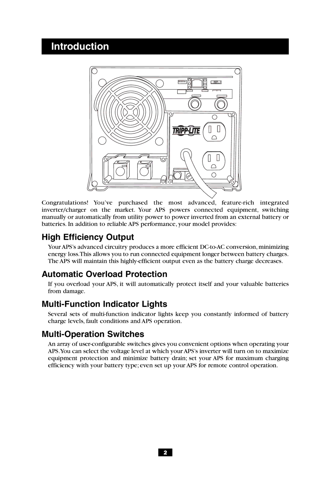 Tripp Lite APS 612 owner manual Introduction, High Efficiency Output 