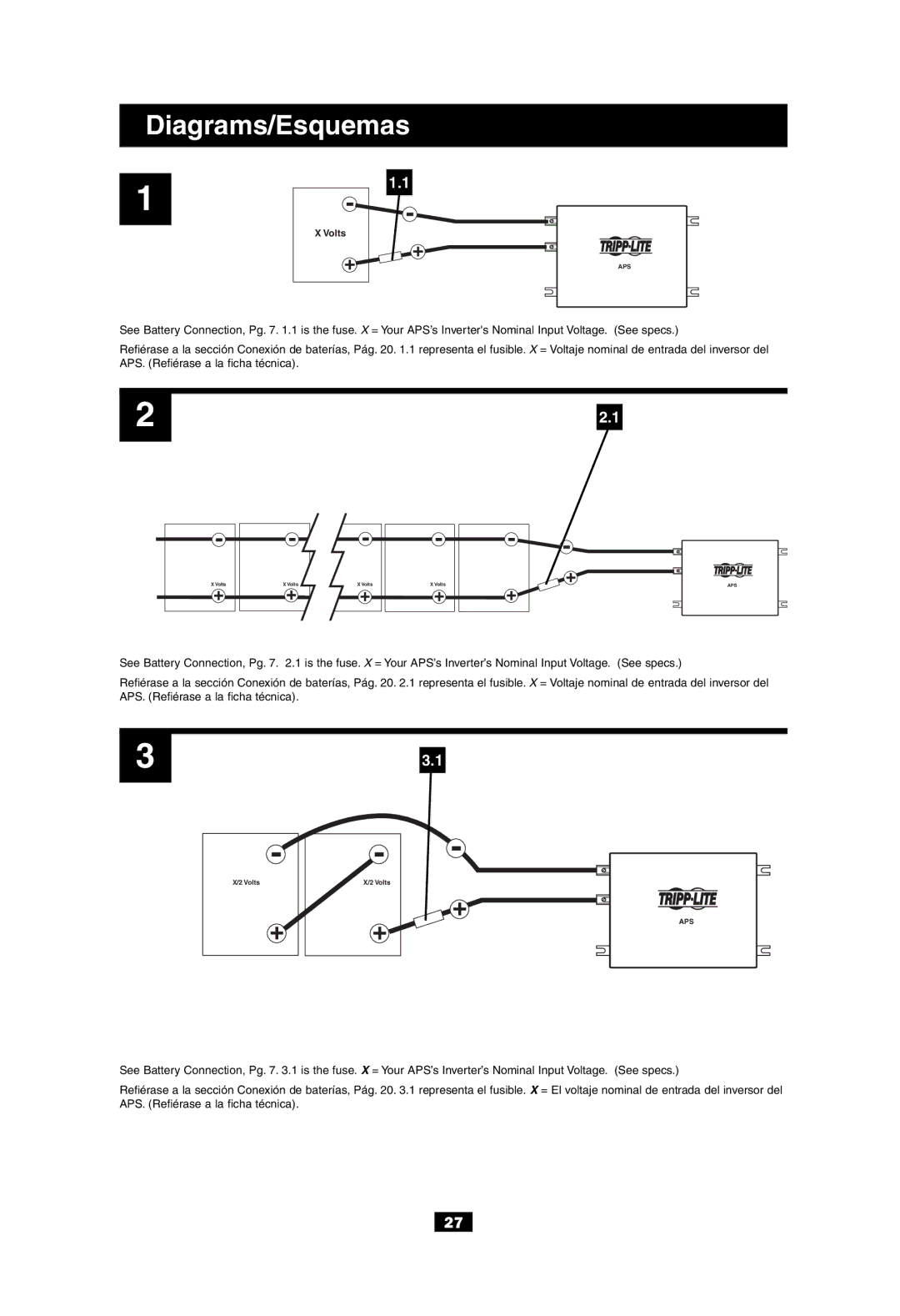 Tripp Lite APS 612 owner manual Diagrams/Esquemas 