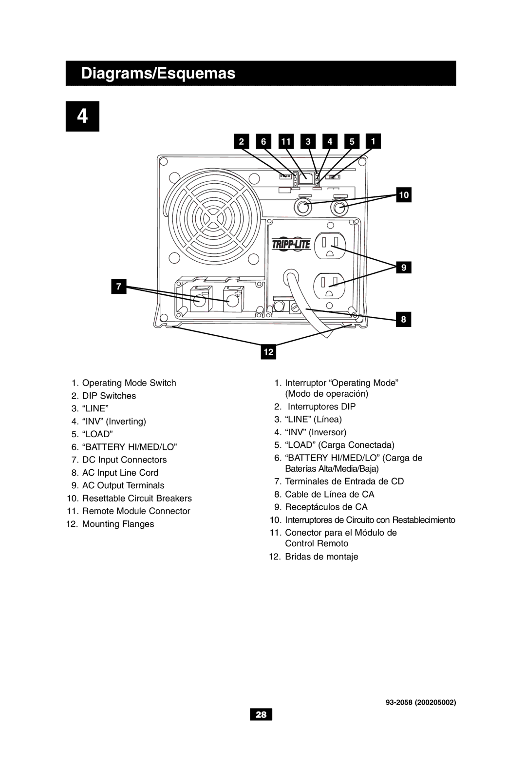 Tripp Lite APS 612 owner manual Battery HI/MED/LO 