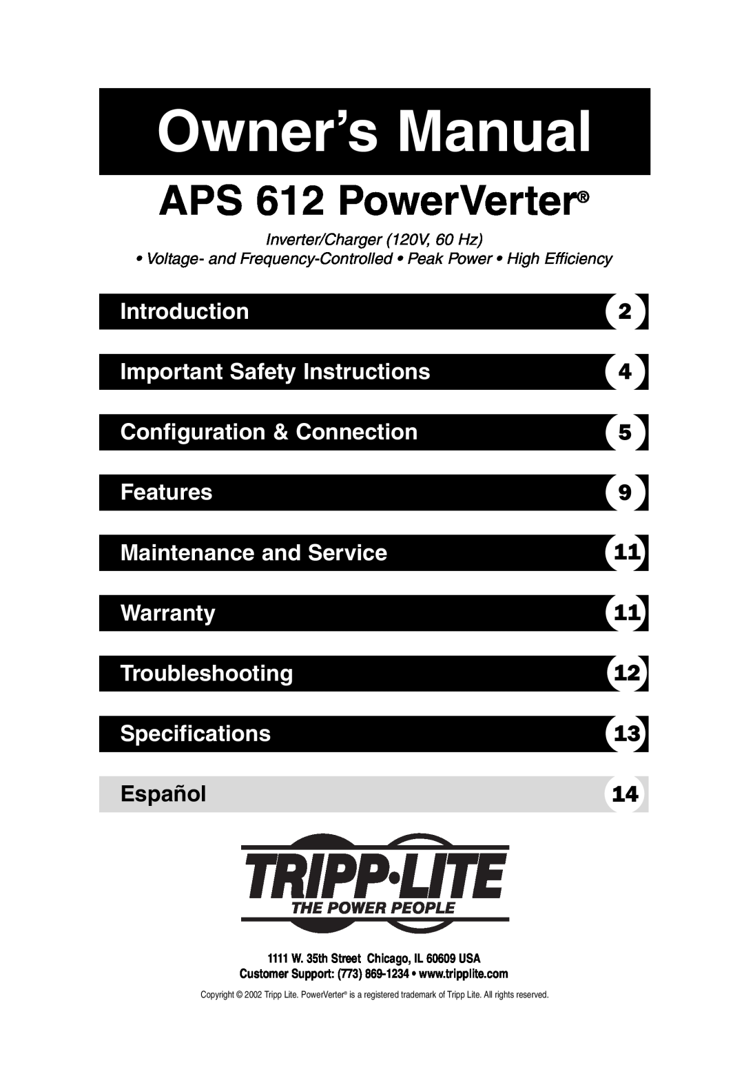 Tripp Lite owner manual APS 612 PowerVerter, Introduction, Important Safety Instructions, Configuration & Connection 