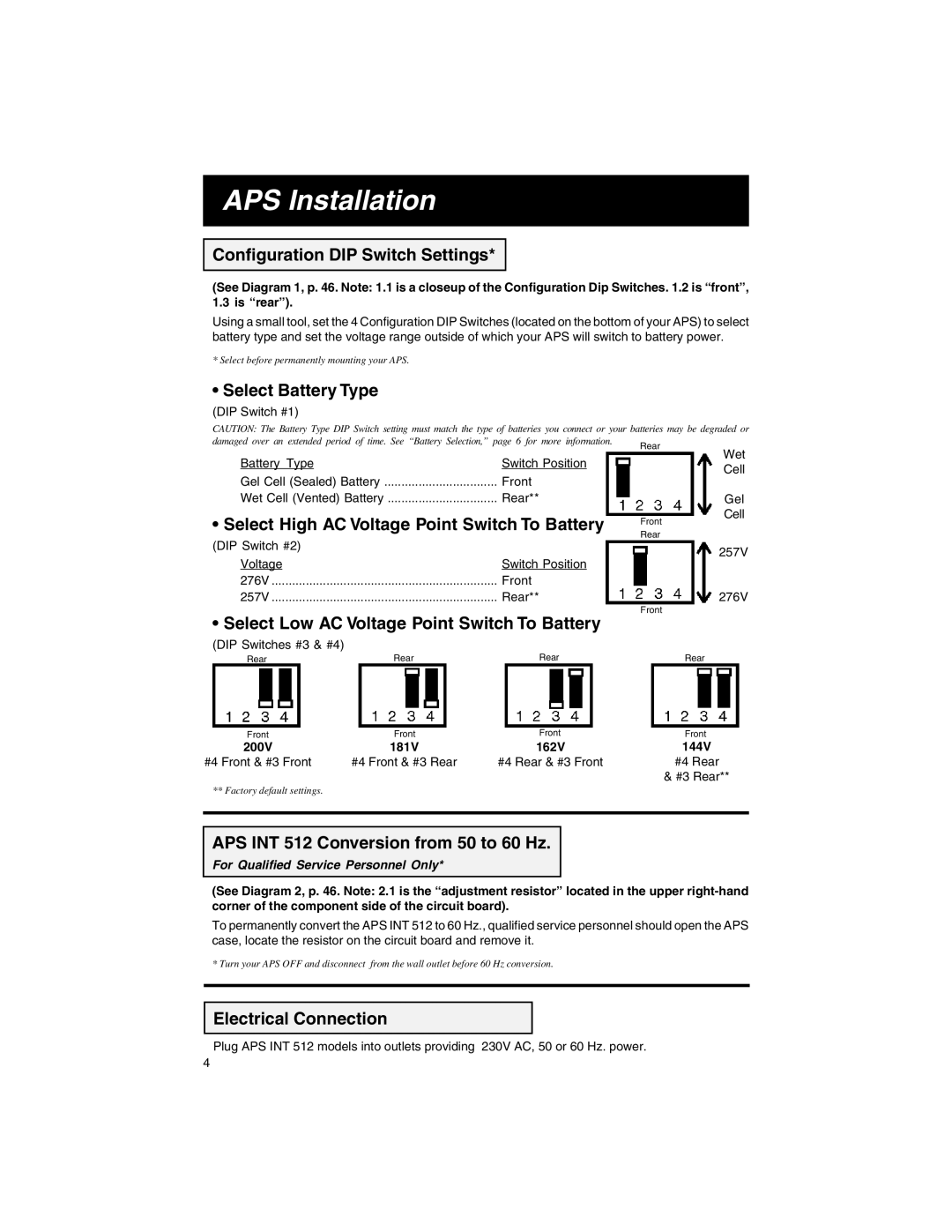 Tripp Lite APS INT 512 owner manual APS Installation 