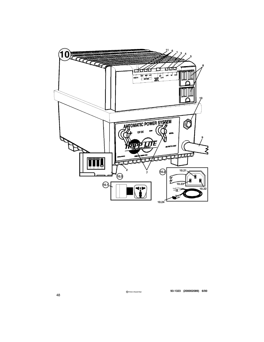 Tripp Lite APS INT 512 owner manual 10.3 10.1 10.2 10.23 10.22 10.24 93-1323 200002089 6/00 