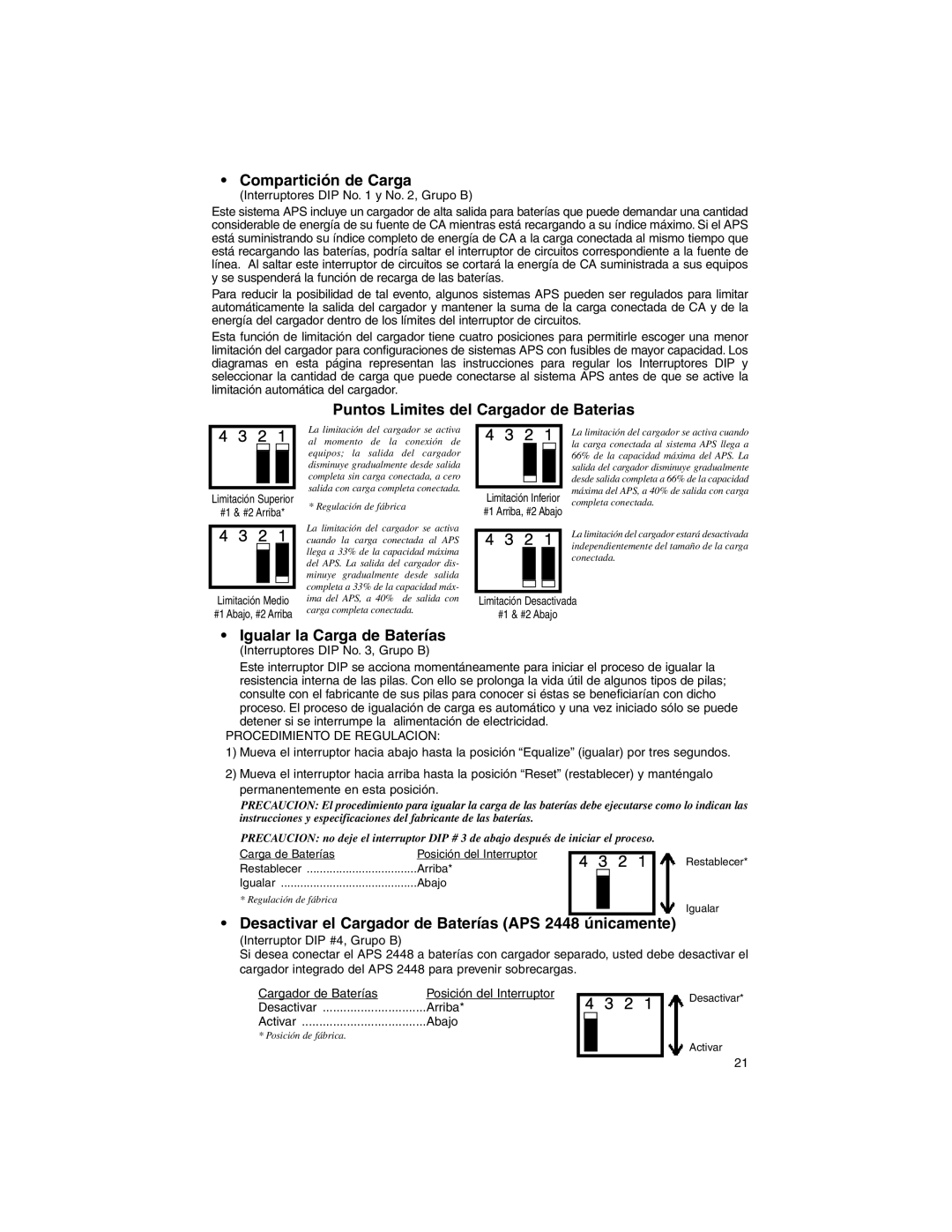 Tripp Lite APS PowerVerter warranty Compartición de Carga 