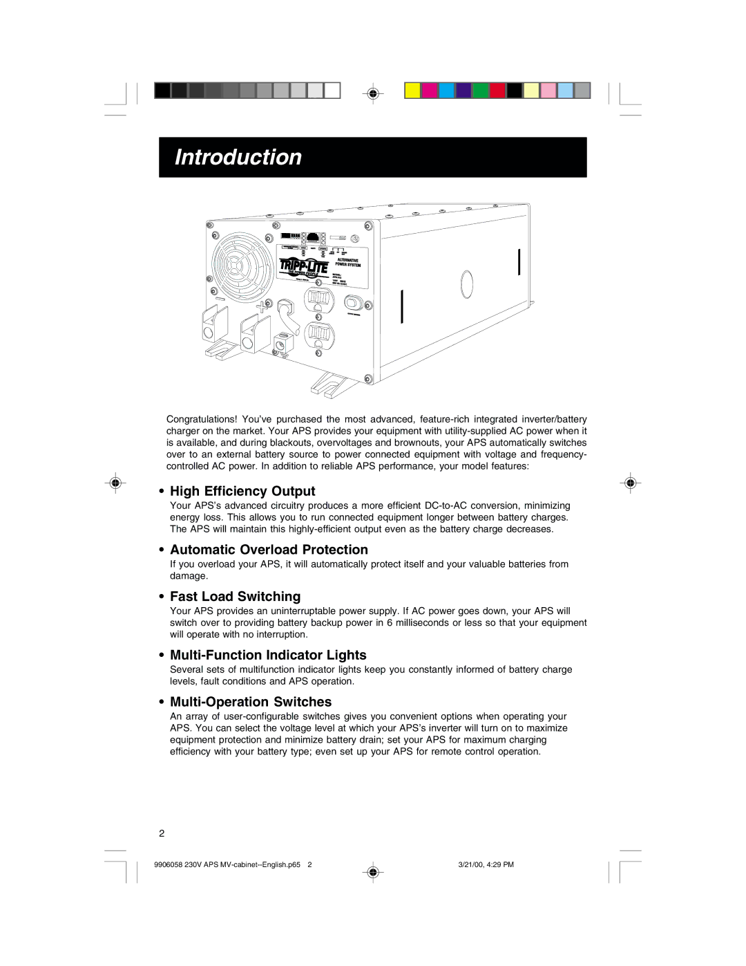 Tripp Lite APS 912 INT, APS2424INT, APS1024INT, APS3636VRI, APS2012INT owner manual Introduction 