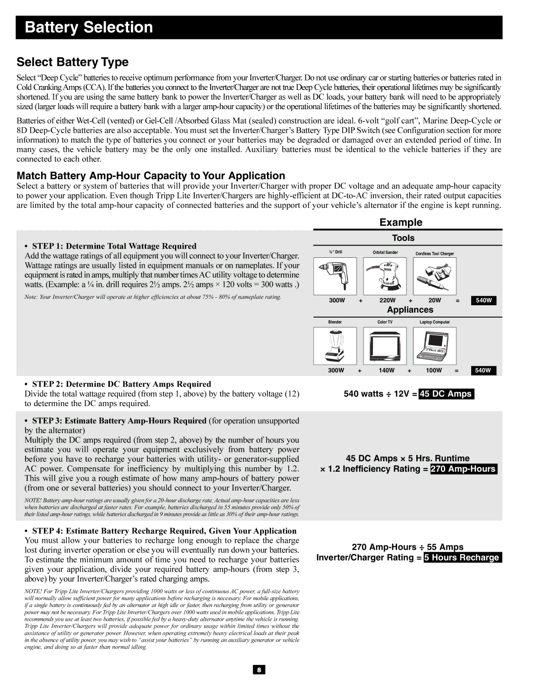 Tripp Lite APSRM4 owner manual Battery Selection, Select Battery Type 