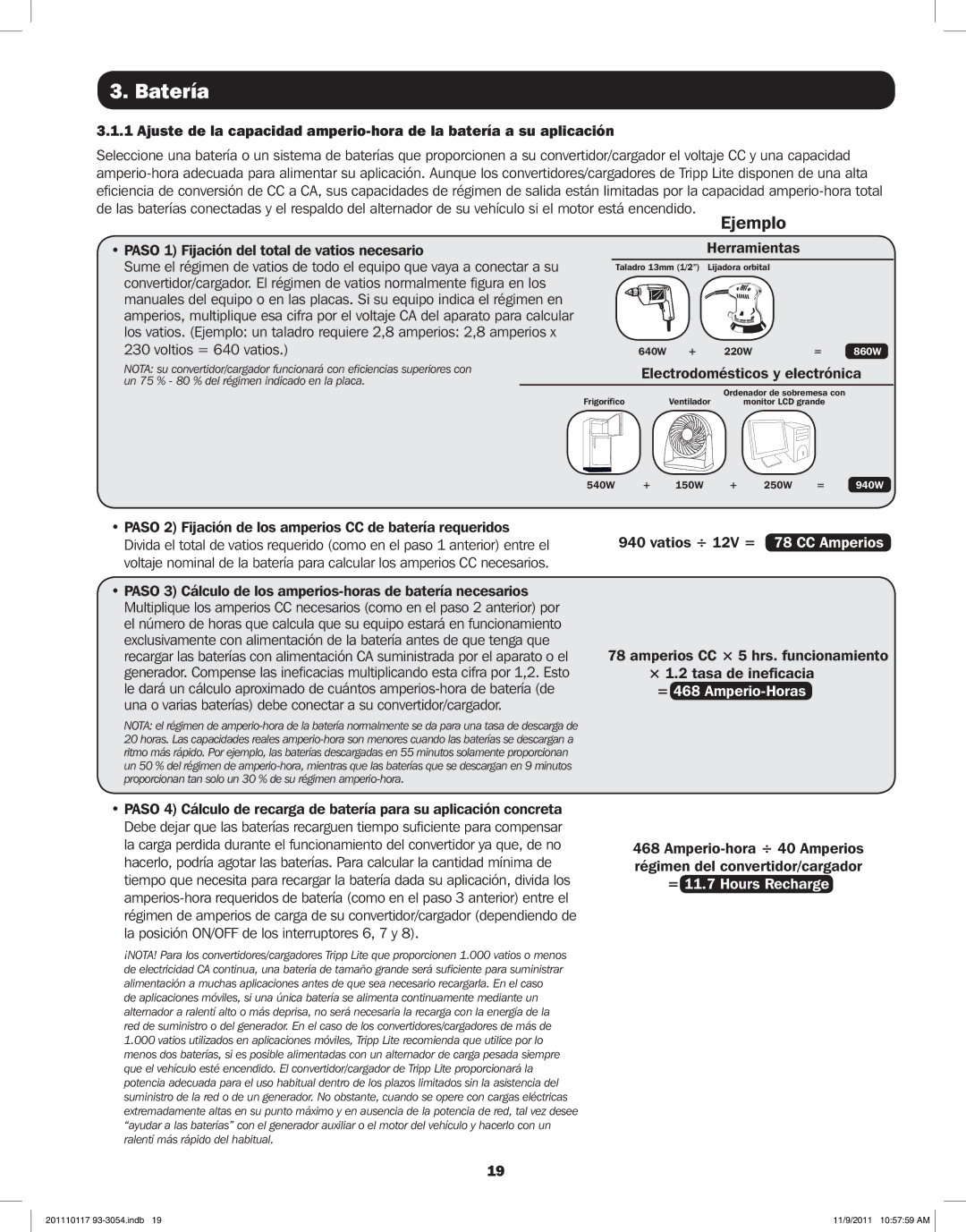 Tripp Lite APSX2012SW, APSX1012SW owner manual Ejemplo 