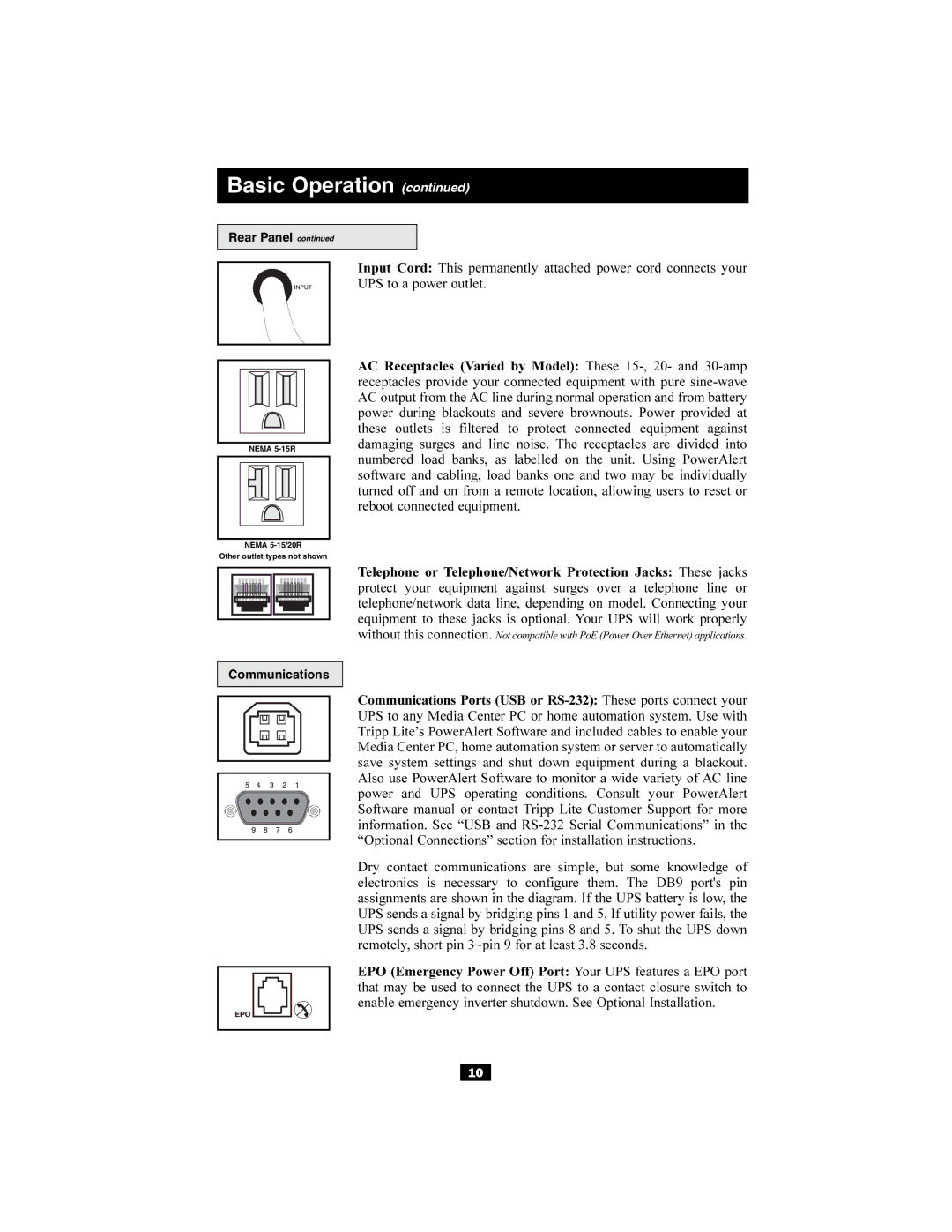 Tripp Lite Audio/Video On-Line UPS System owner manual Communications 