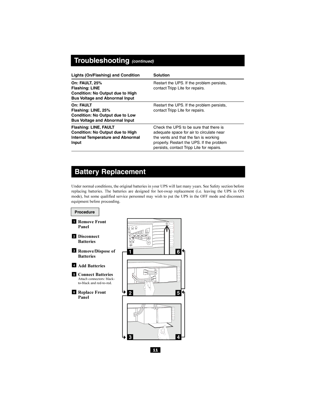 Tripp Lite Audio/Video Pure Sine Wave UPS System owner manual Procedure 