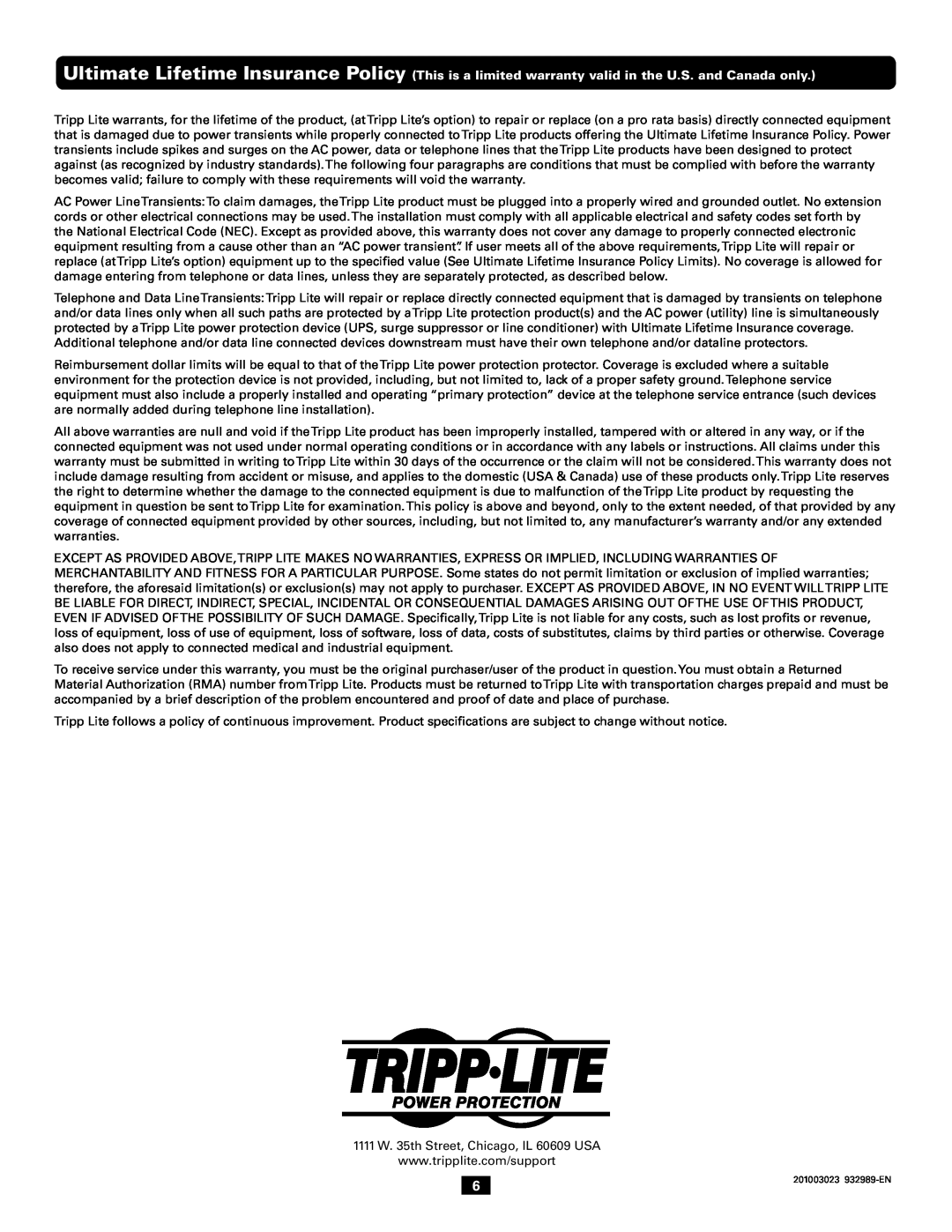 Tripp Lite AV10IRG owner manual 201003023 932989-EN 
