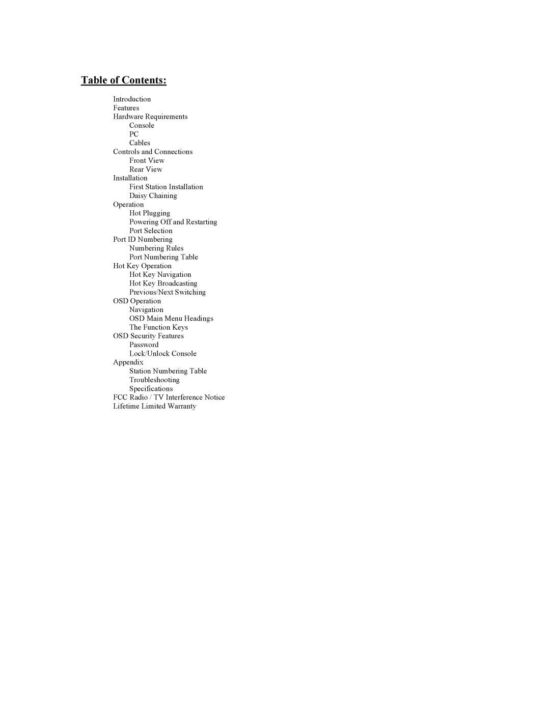 Tripp Lite B005-008 user manual Table of Contents 