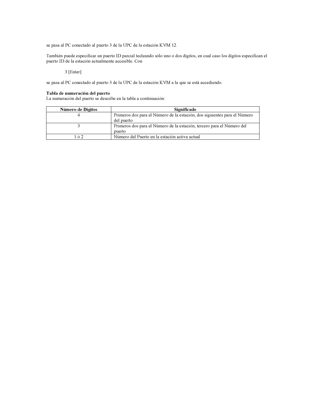 Tripp Lite B005-008 user manual Tabla de numeración del puerto, Número de Dígitos 