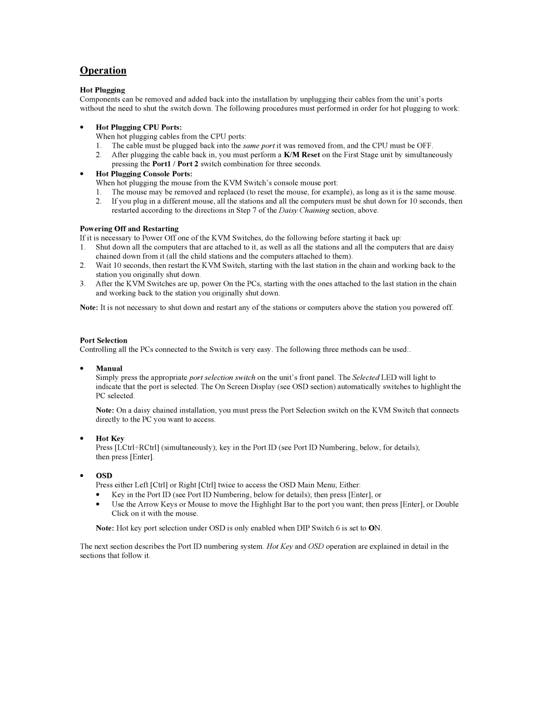 Tripp Lite B005-008 user manual Operation, Osd 