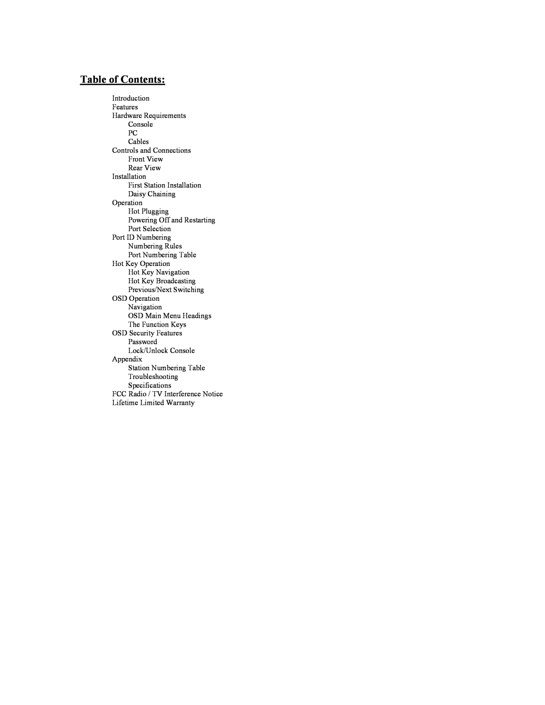 Tripp Lite B005-008 user manual Table of Contents 