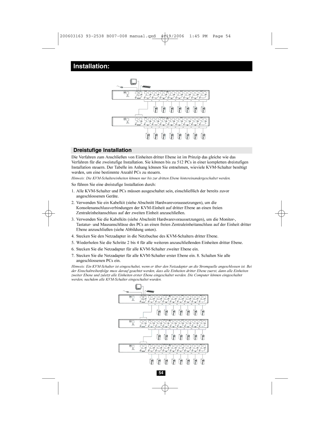 Tripp Lite B007-008 owner manual Dreistufige Installation 