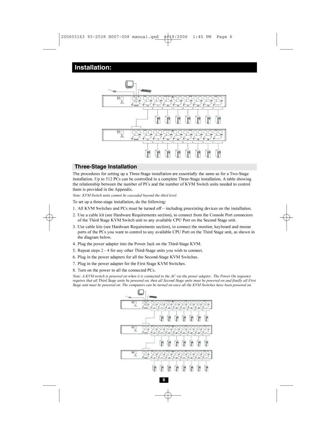 Tripp Lite B007-008 owner manual Three-Stage Installation 