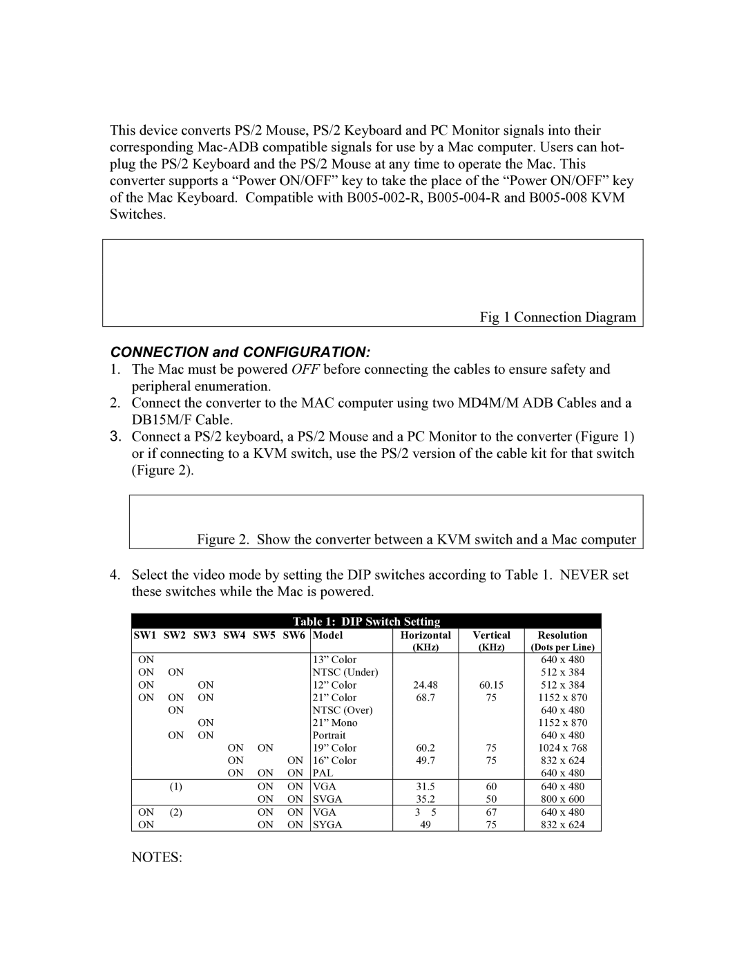 Tripp Lite B010-000 user manual Connection and Configuration 