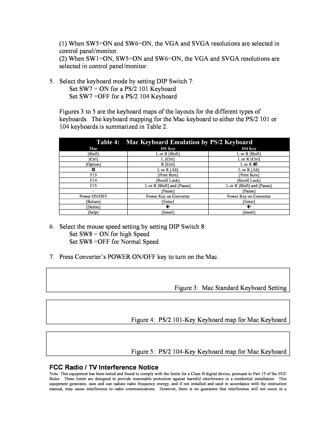 Tripp Lite B010-000 user manual Mac Keyboard Emulation by PS/2 Keyboard, FCC Radio / TV Interference Notice 